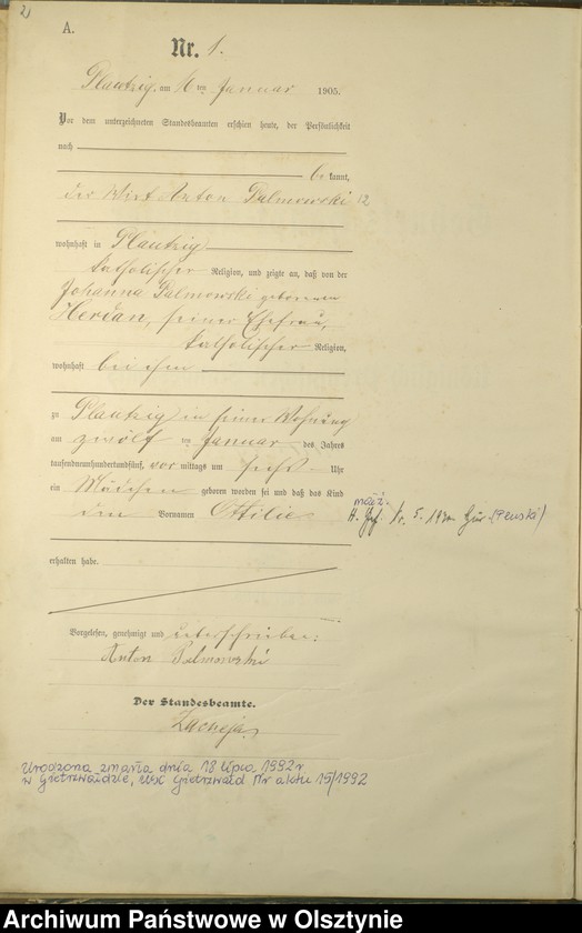 Obraz 4 z jednostki "Geburts-Haupt-Register Nr 1 - 41"