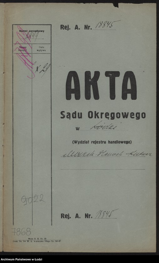 Obraz 2 z jednostki "Moszek Henoch Kutner – drobna sprzedaż towarów bawełnianych"