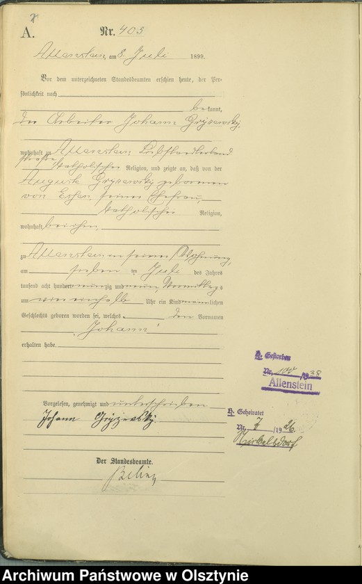 image.from.unit.number "Geburts-Haupt-Register Tom II,Nr 400 - 792"
