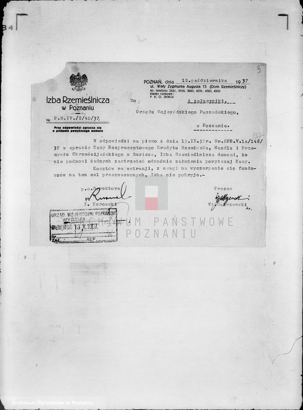 Obraz 7 z jednostki "/ Kasa Bezprocentowego Kredytu Rzemiosła, Handlu i Przemysłu Chrześcijańskiego w Rawiczu/"