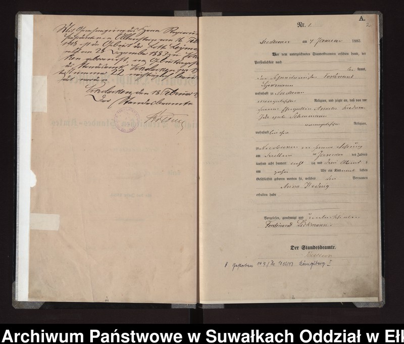 Obraz 5 z jednostki "Geburts-Haupt-Register des Königlich Preussischen Standes-Amtes Stadt Nicolaiken Kreis Sensburg"