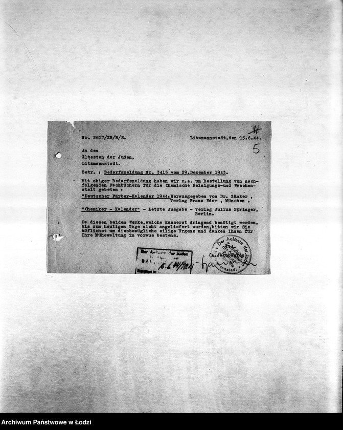 Obraz 8 z jednostki "Arbeitsressort R [Produkcja i zapotrzebowanie materiałów dla resortów pracy]"