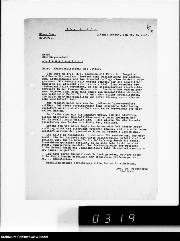 Obraz 12 z jednostki "Belieferung des Gettos mit Medikamenten"