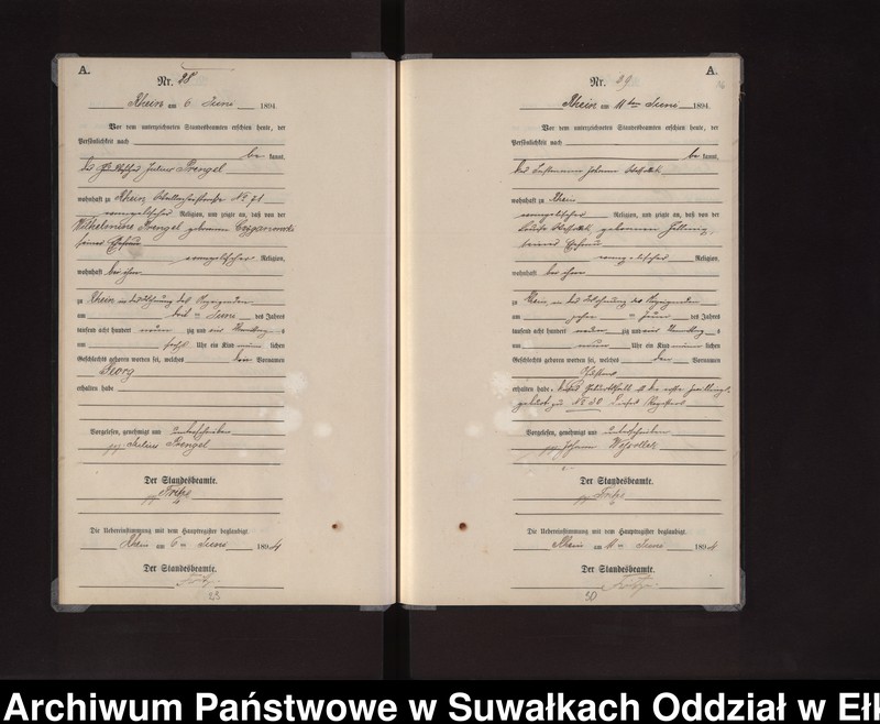 image.from.unit.number "Geburts-Neben-Register des Preussischen Standes-Amtes Rhein Kreis Loetzen"