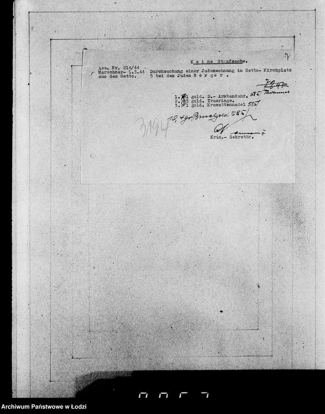 Obraz 11 z jednostki "Kripo 3000-3200 [Kartoteka skonfiskowanego majątku ruchomego u Żydów]"
