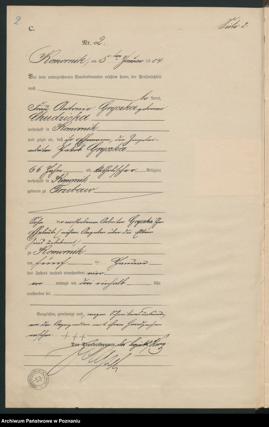 Obraz 5 z jednostki "Sterbe-Haupt-Register"