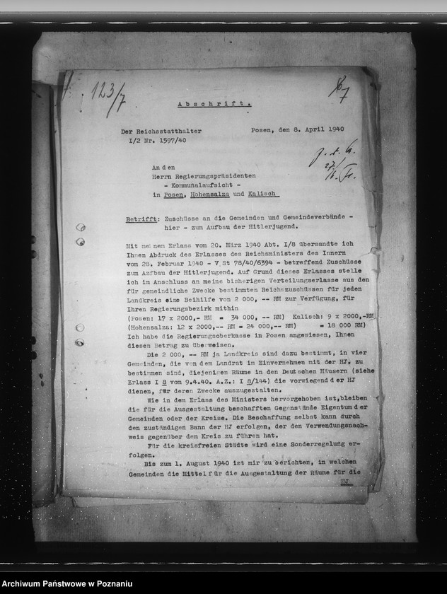 Obraz 11 z jednostki "Zarządzenia i korespondencja w sprawie hitlerowskich organizacji młodzieżowych"