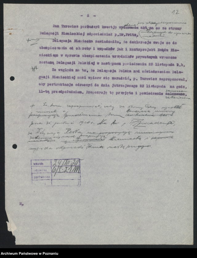 Obraz 14 z jednostki "[Rokowania polsko-niemieckie w sprawach ubezpieczeń społecznych]"