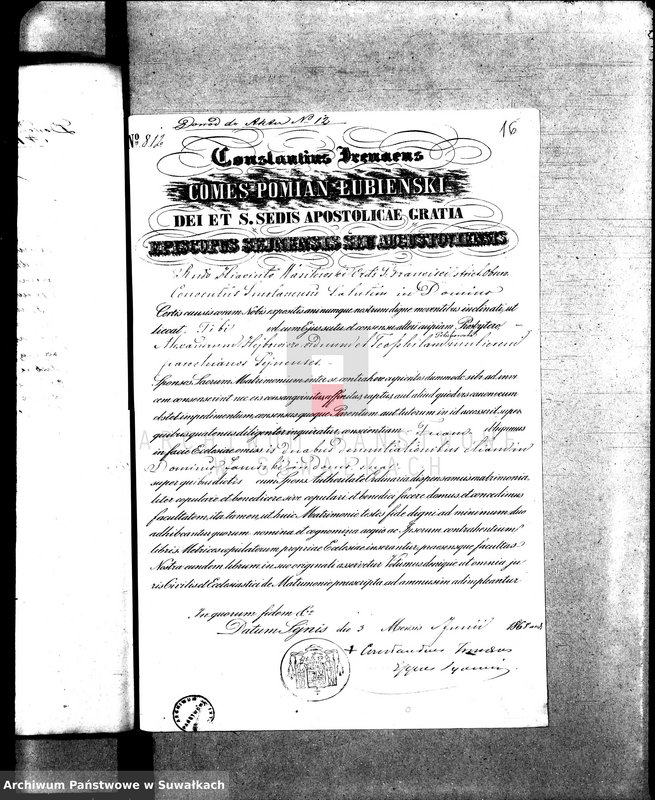 Obraz 20 z jednostki "Annexa do Akt Zaślubionych parafii Sejneńskiej z roku 1868 r."