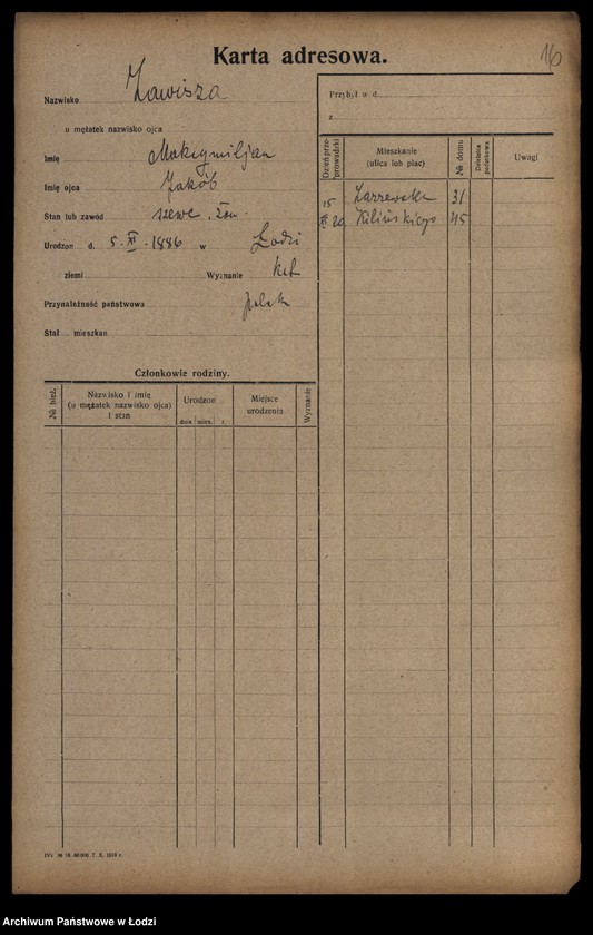 Obraz 18 z jednostki "[Spis ludności Łodzi] Zawisłowski - Zdunek"
