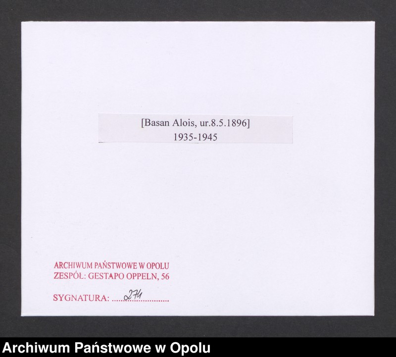 Obraz 2 z jednostki "[Basan Alois, ur. 8.5.1896]"
