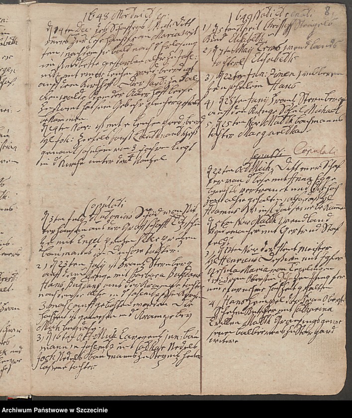 image.from.collection.number "Księga urodzonych, ochrzczonych, poślubionych i zmarłych z parafii Jasienica (Jasenitz) z lat 1641-1776111"