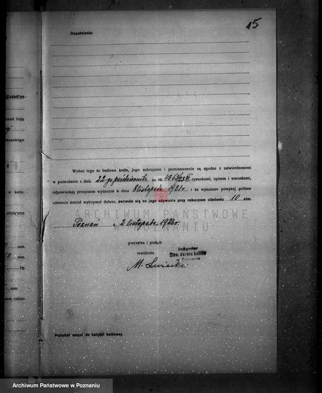 Obraz 19 z jednostki "Fabryka maszyn Nitsche i Ska w Poznaniu nr woj. kotła 164"