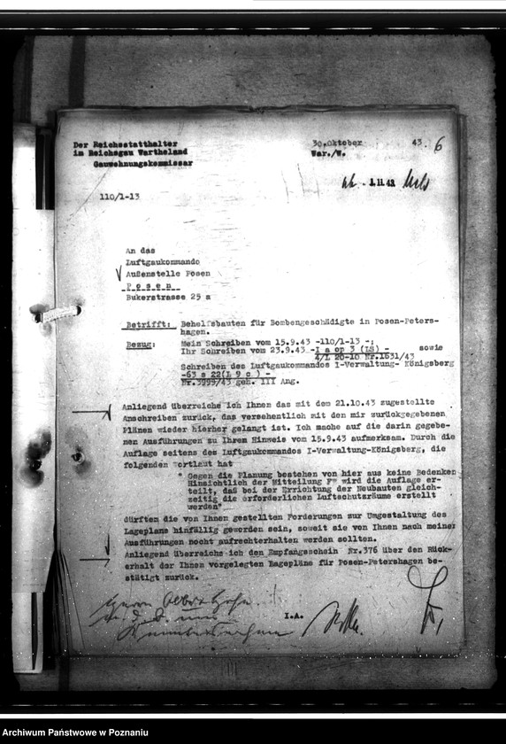 Obraz 13 z jednostki "Bau von Behelfsheimen bei den Focke - Wulfwerken - Kreising. Lagepläne (Krzesiny powiat Poznań)"