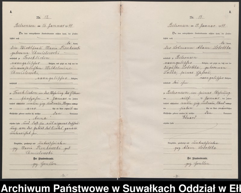 image.from.unit.number "[Geburts-Neben-Register des (Königlichen) Preussischen Standes-Amtes Belzonzen Kreis Johannisburg]"