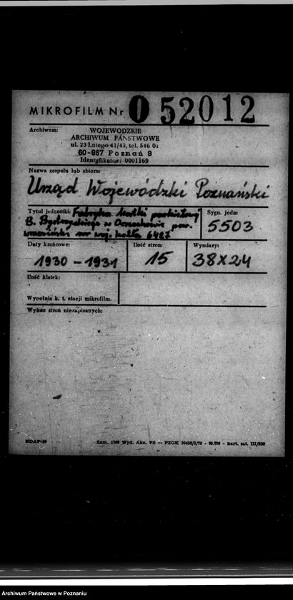 Obraz 2 z jednostki "Fabryka kostki parkietowej B. Bystrzyckiego w Orzechowie powiat wrzesiński nr woj. 6427"