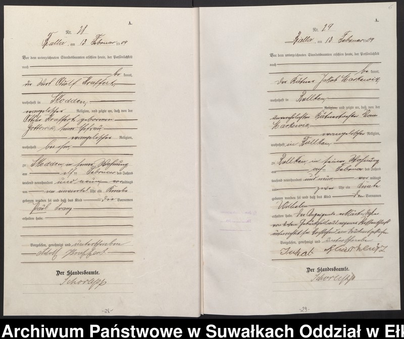 image.from.unit.number "[Geburts-Haupt-Register des Königlichen Preussischen Standes-Amtes Bialla Kreis Johannisburg]"