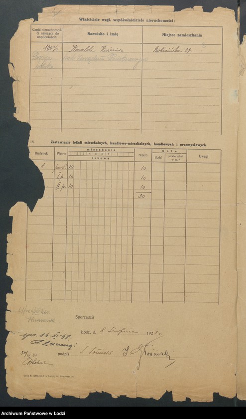 image.from.unit.number "Księga inwentarzowa nieruchomości m. Łodzi ul. Odyńca"