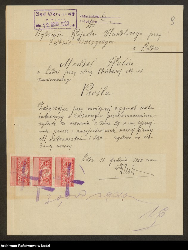 Obraz 11 z jednostki "Mendel Stersztein i Mendel Rubin – handel manufakturą"