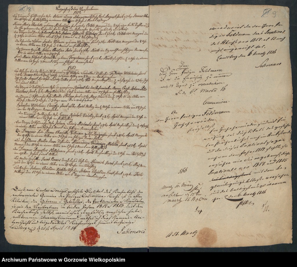 image.from.unit.number "Duplikate der Reformierte Gemeinde zu Landsberg an der Warthe (zawiera także: Miltäir für die Garnison 3 und 4 Escadron des III Dragoner Regiment, 3 Bataillons des 14 Landwehrregiment, 3 Brigade z lat 1833-1848)"