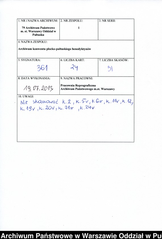 image.from.unit.number "Kopie i bruliony pism do władz pruskich w sprawie budowy nowego klasztoru w Pułtusku"