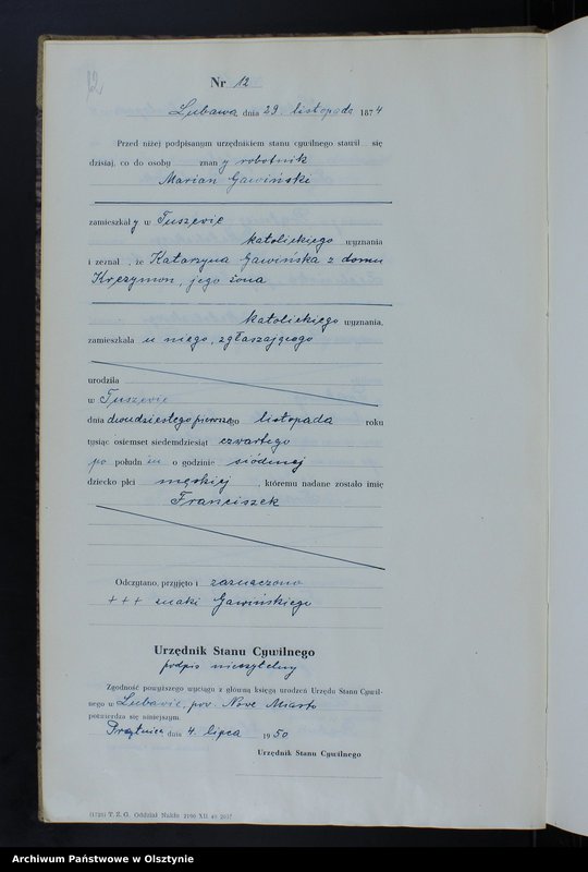 image.from.unit.number "Księga urodzeń Nr 1 - 18,1 - 46,1 - 47,1 - 49,1 - 52 i 1 - 51/przepisana w języku polskim z oryginału niemieckiego w dniach 18.06.1950 - 7.08.1950/"