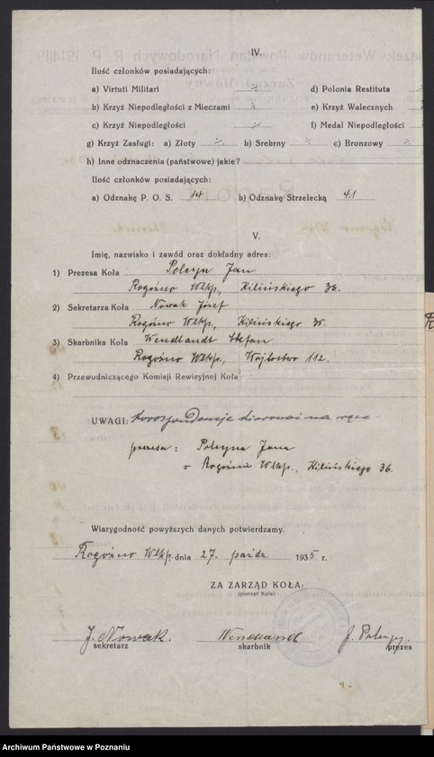 Obraz 13 z jednostki "Rogoźno, powiat Oborniki - akta Koła Czwartaków."