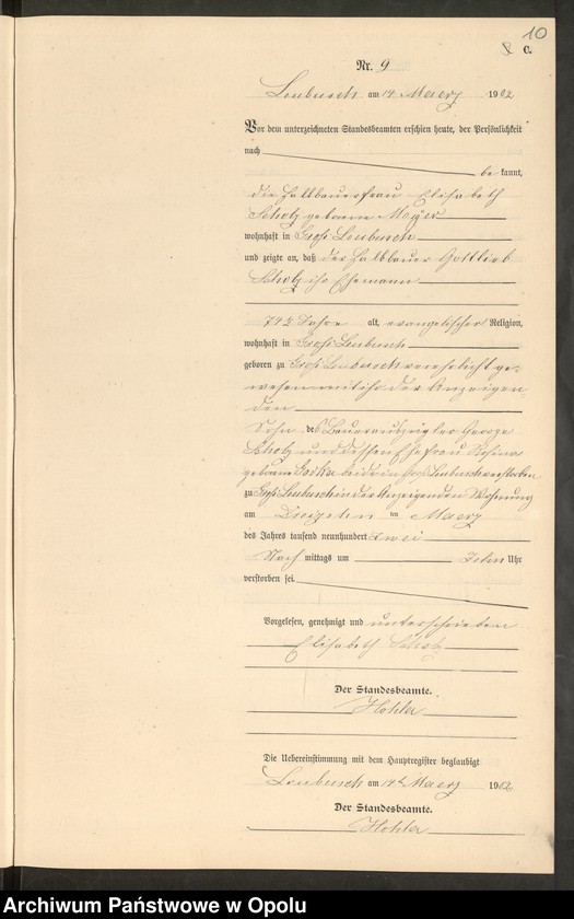 image.from.unit.number "Sterbe-Neben-Register Standes-Amt Leubusch 1902"