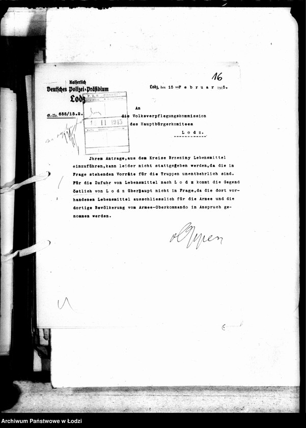 Obraz 19 z jednostki "Listy Guberni i Prezydium Policji do Sekcji Zaprowiantowania Miasta"