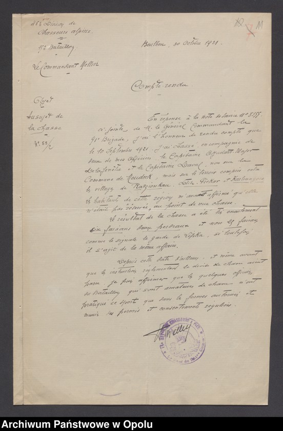 image.from.unit.number "/Korespondencja dotycząca spraw spornych: wypadki, incydenty - pisma, sprawozdania, raporty/ XI 1921"