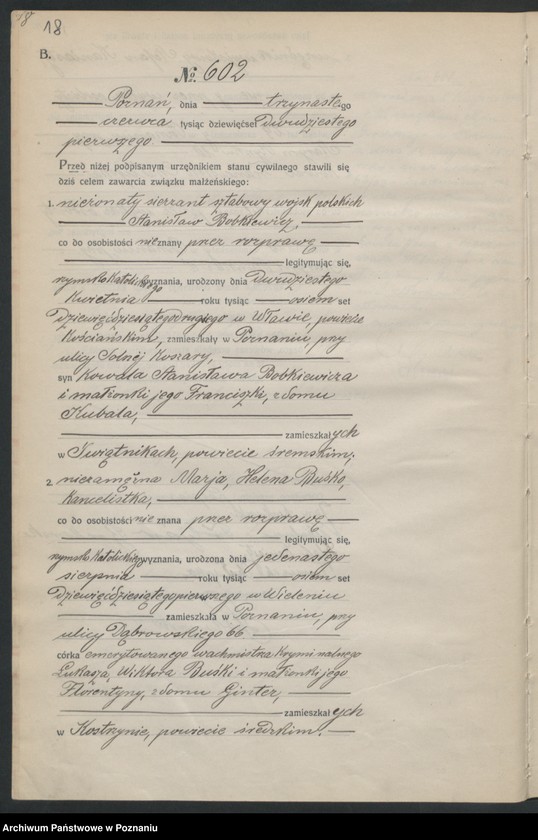 Obraz 20 z jednostki "Księga miejscowa małżeństw tom III [Rejestr główny małżeństw]"