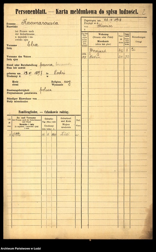 Obraz 4 z jednostki "[Spis ludności Łodzi] Katschmarowska - Kaczyński"