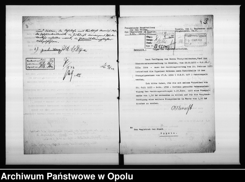 Obraz 7 z jednostki "[Budowa mostu "Stulecia" - Jahrhundertbrücke - korespondencja, rysunki techniczne]"