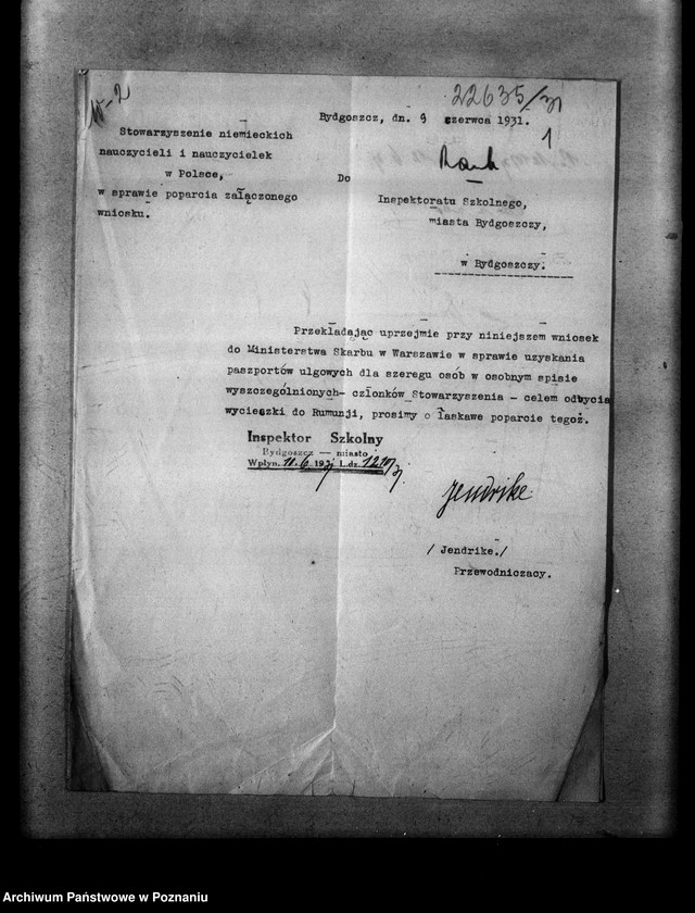 Obraz 5 z jednostki "[Wniosek stowarzyszenia niemieckich nauczycieli w Bydgoszczy w sprawie ulgowych paszportów na wycieczkę]"