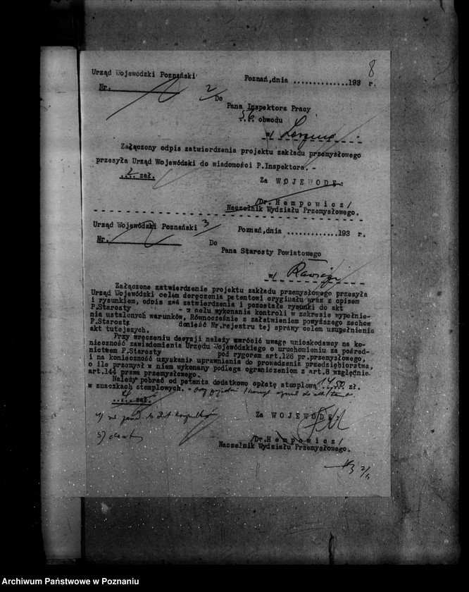 image.from.unit.number "Zatwierdzenie zakładu przemysłowego /gorzelni/ w maj. Gostkowo własność W. Bitter"