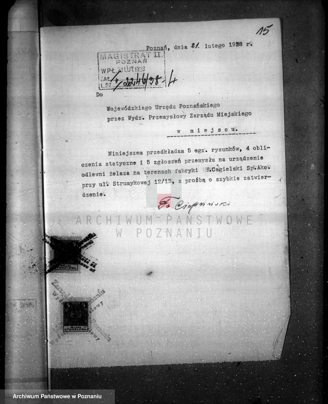 Obraz 19 z jednostki "Zatwierdzenie urządzenia odlewni żelaza Firmy Fr. Ciepliński i W. Chęciński w Poznaniu"