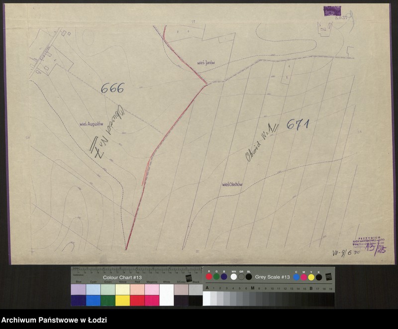 Obraz 1 z jednostki "Plan m. Łodzi 1:2000 z oznaczeniem podziału miasta na Obwody Komitetów Blokowych. Sekcja SO 27"