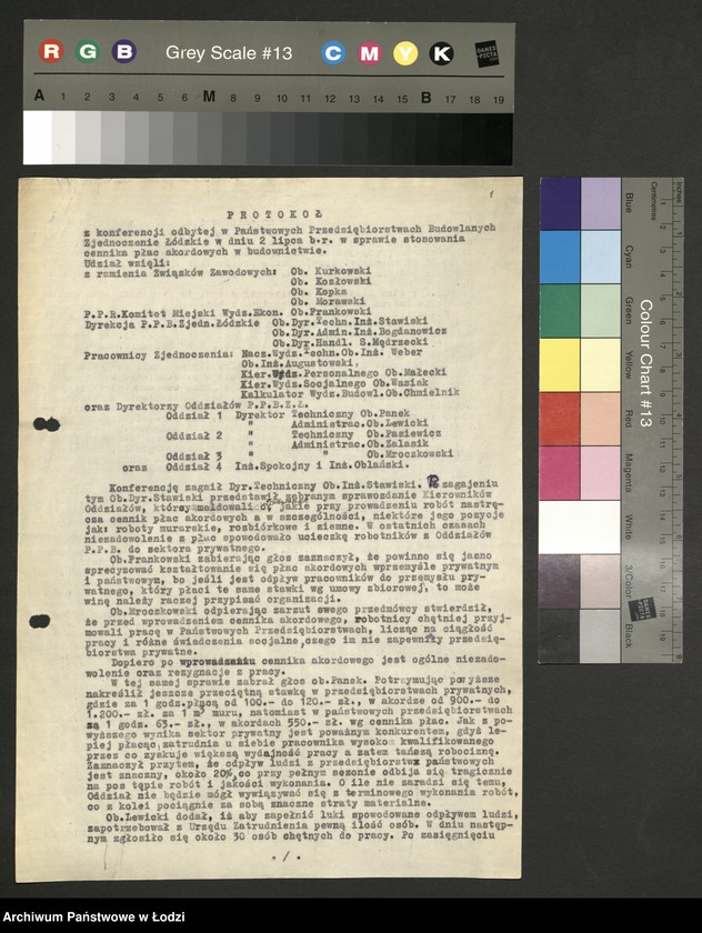 Obraz 2 z jednostki "Państwowe Przedsiębiorstwa Budowlane Zjednoczenie Łódzkie; protokoły z narad, sprawozdania [z produkcji], instrukcje i zarządzenia władz nadrzędnych"