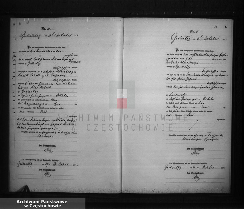 image.from.unit.number "Geburts - Neben Register der Standesamt Guttentag für der Jahre 1874."
