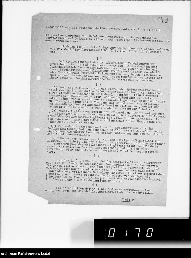 Obraz 19 z jednostki "Abschr.v.Verfg.[odpisy zarządzeń niemieckich z prasy urzędowej]"