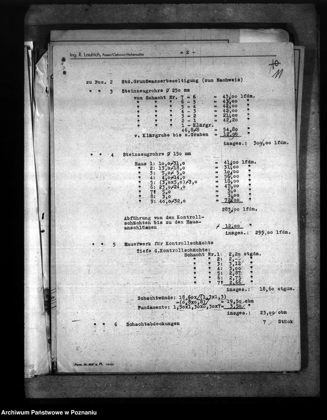 Obraz 15 z jednostki "Entwurt für die Entwässerungsanlage der Reichsbedienstetensiedlung am Rosenweg in Schieratz"