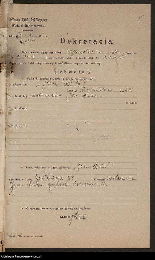 Obraz 7 z jednostki "Jan Łuba- restauracja"