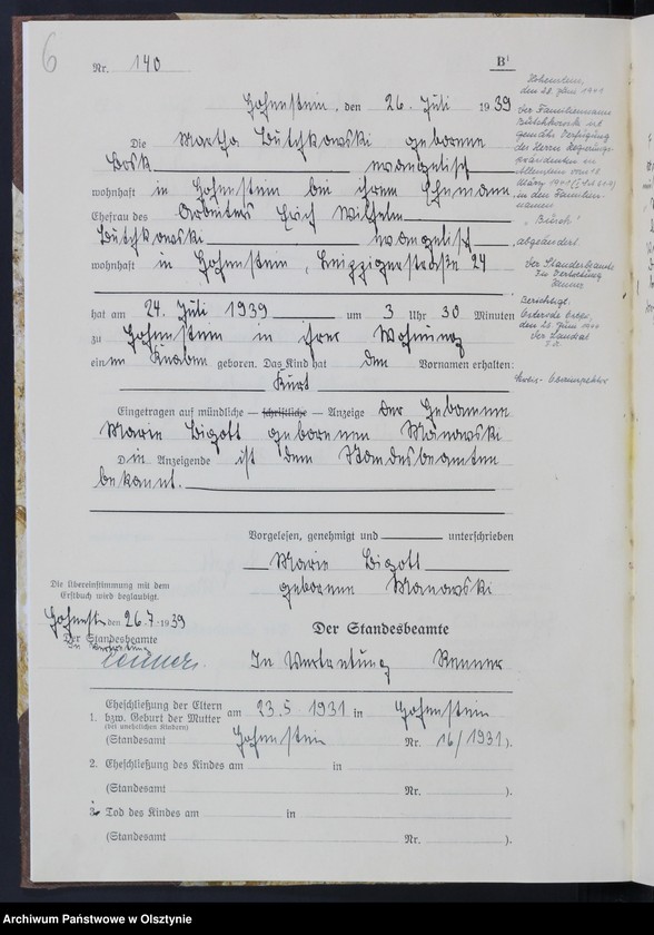 image.from.unit.number "Geburtenbuch/Zweitbuch/ Tom II,Nr 135 - 225"