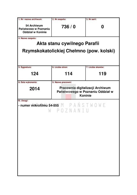 Obraz 1 z jednostki "Księga urodzeń, małżeństw, zgonów"