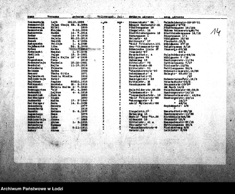 Obraz 17 z jednostki "[Alfabetyczny spis mieszkańców getta. Litera R]"