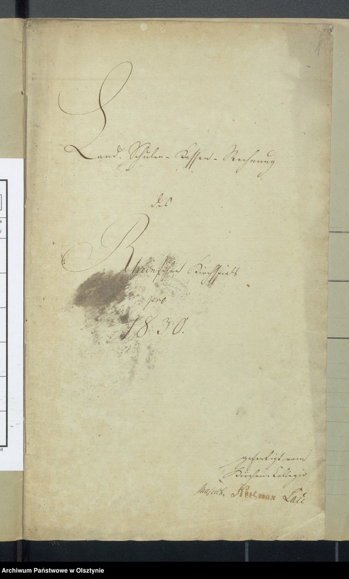 image.from.unit.number "Land Schulen-Kassen Rechnung des Rheinschen Kirchspiels"