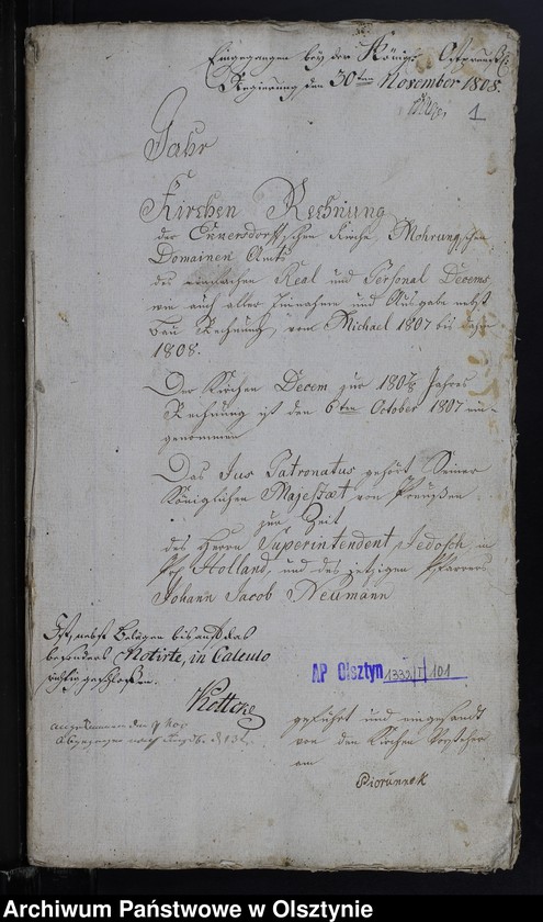 image.from.unit.number "Jahr Kirchen Rechnung des eifachen und doppelten Real et Personal Decems, wie auch aller Einnahme und Ausgabe, nebst Bau-Rechnung"