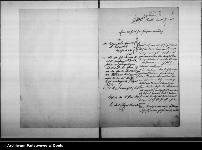 Obraz 6 z jednostki "Acta des Magistrats zu Oppeln betreffend den Schankwirthschaftsbetrieb im Hause No 8 Wilhelmstal durch Bosannek Vol: I"