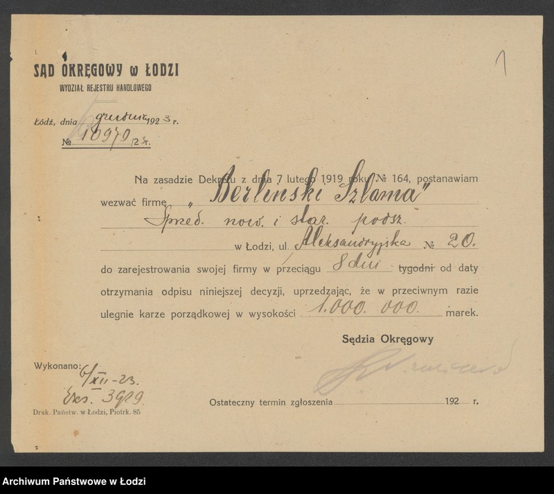 Obraz 3 z jednostki "Szlama Berliński – sprzedaż podszewek"