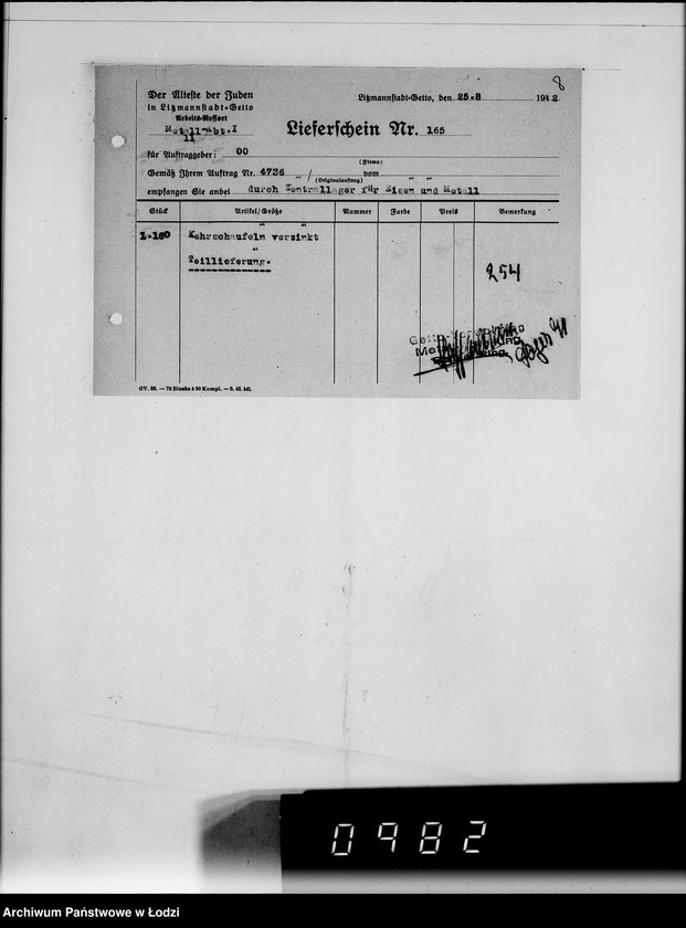 Obraz 12 z jednostki "Amt für zentrale Vewaltungsaufgaben der Luftwaffe Kriegsauftrag 49/41 A.z.V.3000 Kehrschaufeln"